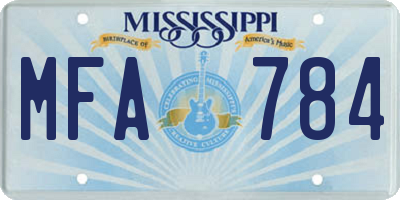 MS license plate MFA784