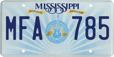 MS license plate MFA785