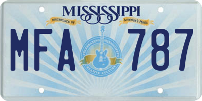 MS license plate MFA787