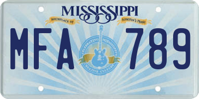 MS license plate MFA789