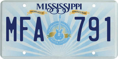 MS license plate MFA791