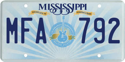 MS license plate MFA792