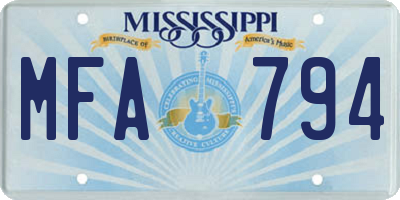 MS license plate MFA794