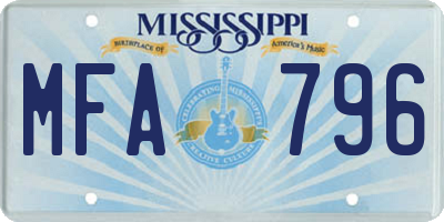MS license plate MFA796
