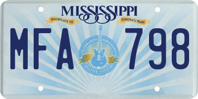 MS license plate MFA798