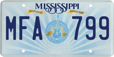 MS license plate MFA799