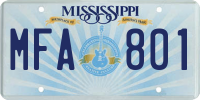 MS license plate MFA801