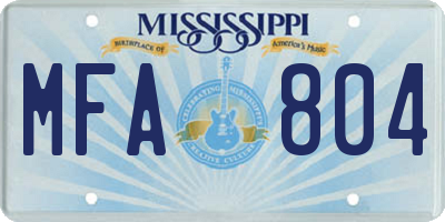 MS license plate MFA804