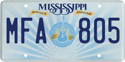 MS license plate MFA805
