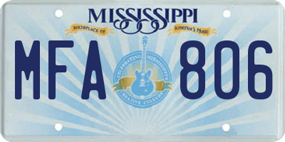 MS license plate MFA806