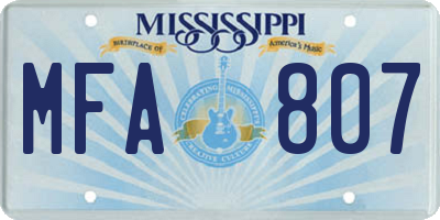 MS license plate MFA807