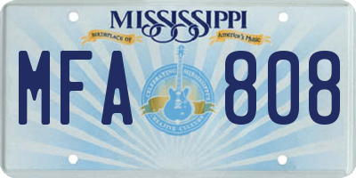 MS license plate MFA808