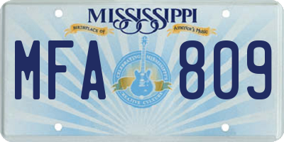 MS license plate MFA809