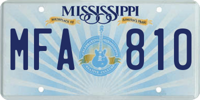 MS license plate MFA810