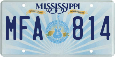 MS license plate MFA814
