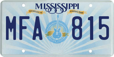 MS license plate MFA815