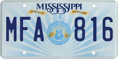 MS license plate MFA816