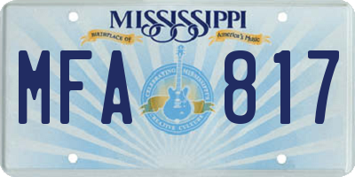 MS license plate MFA817