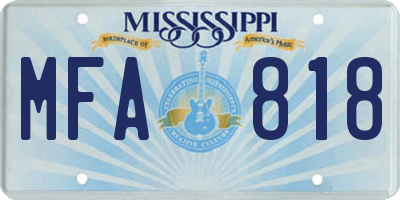 MS license plate MFA818