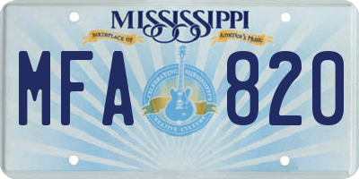MS license plate MFA820