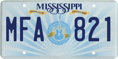 MS license plate MFA821