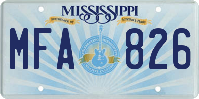 MS license plate MFA826
