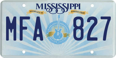 MS license plate MFA827