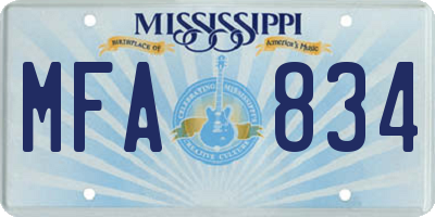 MS license plate MFA834