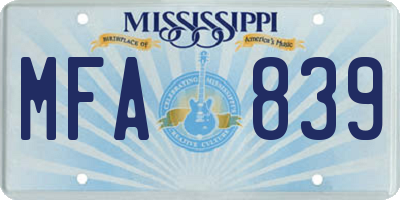 MS license plate MFA839