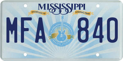 MS license plate MFA840
