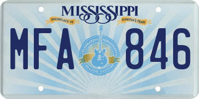 MS license plate MFA846