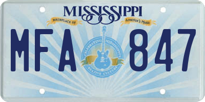 MS license plate MFA847