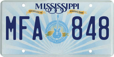 MS license plate MFA848
