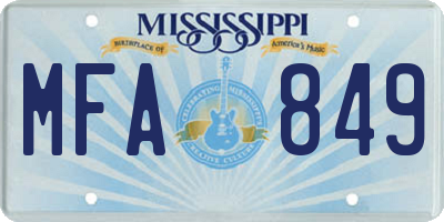 MS license plate MFA849