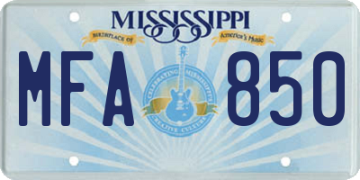 MS license plate MFA850