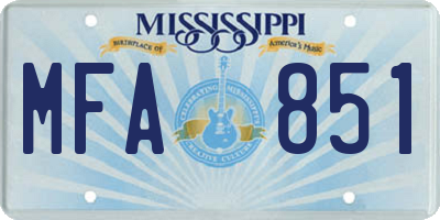 MS license plate MFA851