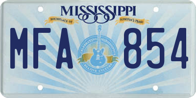 MS license plate MFA854