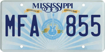 MS license plate MFA855