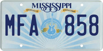 MS license plate MFA858