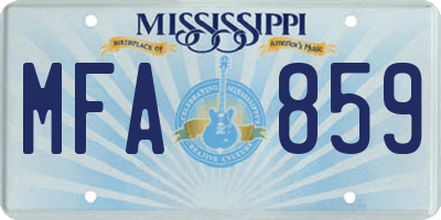MS license plate MFA859