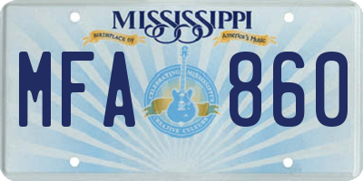 MS license plate MFA860