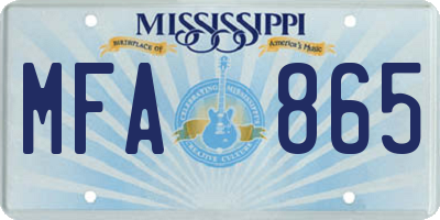 MS license plate MFA865