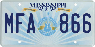 MS license plate MFA866