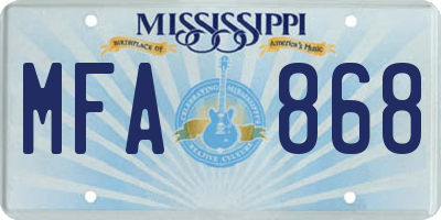 MS license plate MFA868