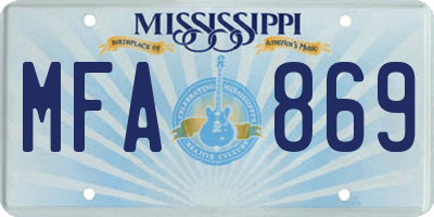 MS license plate MFA869