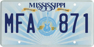 MS license plate MFA871