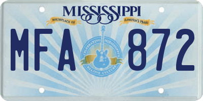 MS license plate MFA872