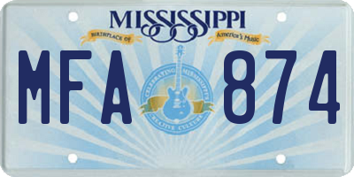 MS license plate MFA874