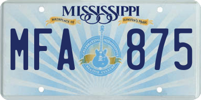 MS license plate MFA875