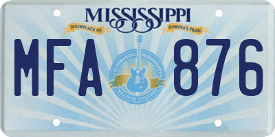MS license plate MFA876